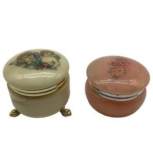 Alabaster Hand Carved Trinket Box's, Made in Italy